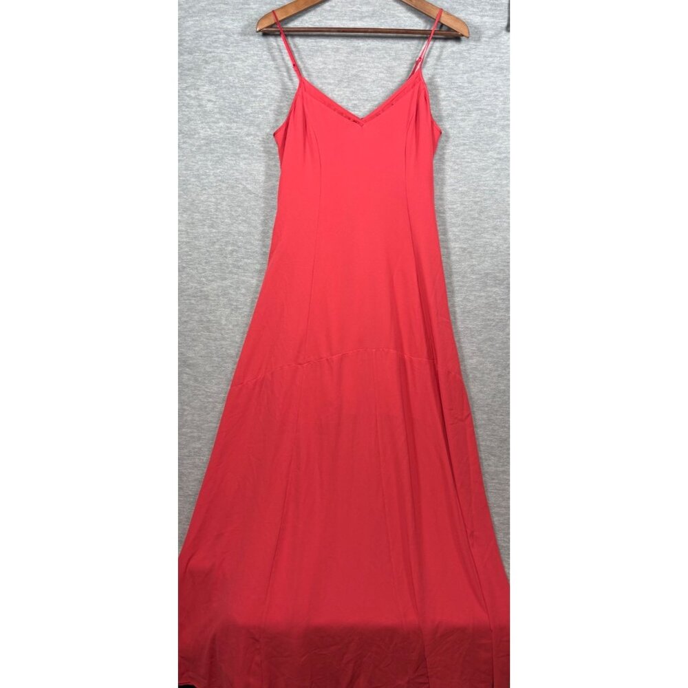 White House Black Market Coral Maxi Dress Sz 4 Spaghetti Straps Lace-Up‎ Back